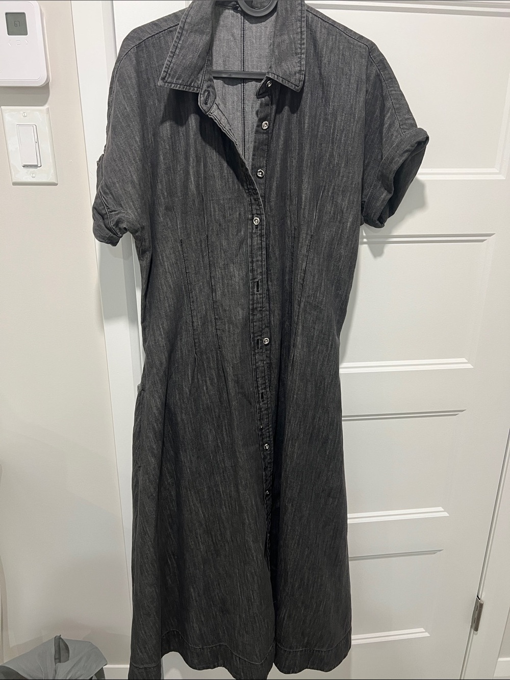 Classic Black Button-Front Shirt Dress